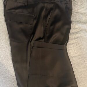 White House Black Market Black Satin-Effect Wide Leg Pants